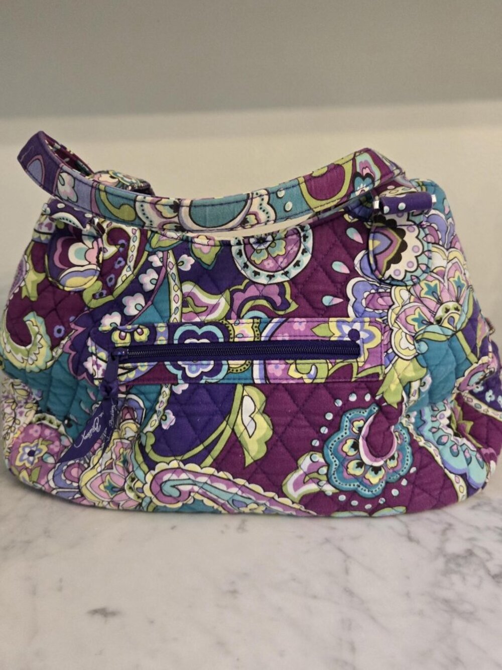 Vera Bradley Shoulder Bag Purple & Green Heather Paisley Quilted Retired